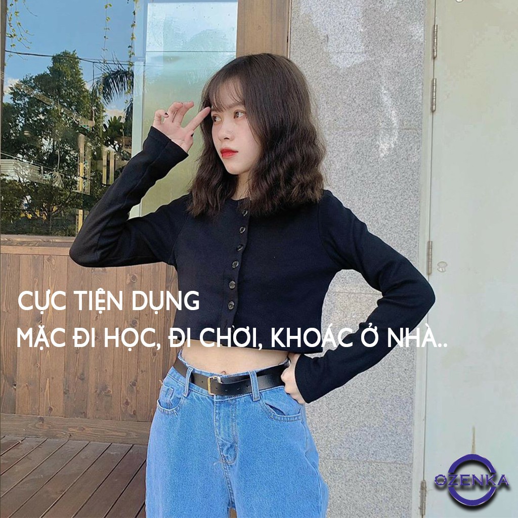 HÀNG NHẬP KHẨU -  Áo khoác nữ cardigan croptop len tăm 7 nút cài trước ullzang size dưới 56 cân màu đen trắng ghi CRT 25