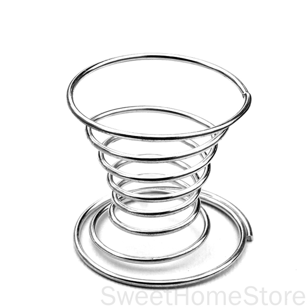 Metal Egg Cup Spiral Kitchen Breakfast Hard Boiled Spring Holder LYHM