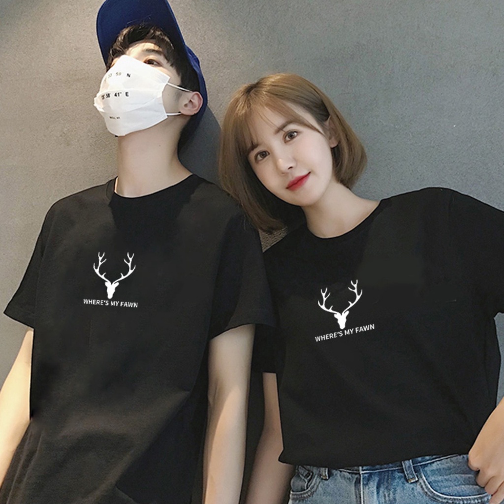 Áo thun nam nữ vải cotton, ao phông đôi tay lỡ nam nữ vải cotton mềm mịn in hình where's my fawn