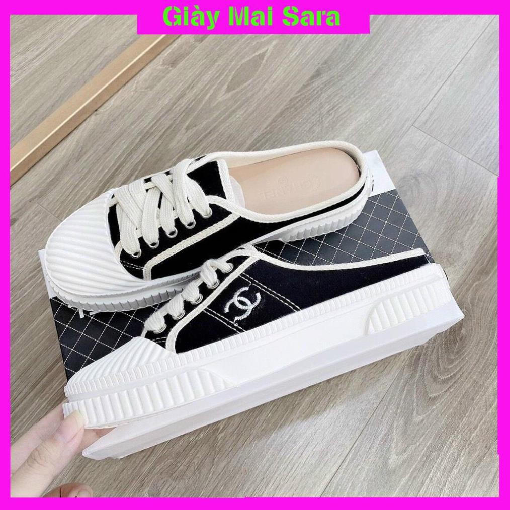 Giày thể thao Sneaker, giày sục CHANEL đen trắng SIÊU HOT SIÊU CUTE full size 35->39. | BigBuy360 - bigbuy360.vn