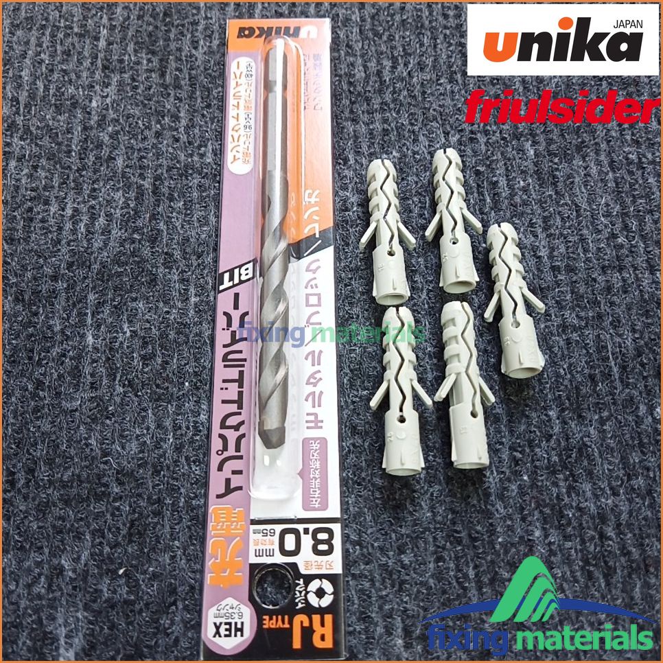 Mũi khoan lục giác UNIKA mã RJ 6-8-10: Mua 1 mũi tặng kèm 5 con tắc kê nhựa FRIULSIDER TU tương ứng