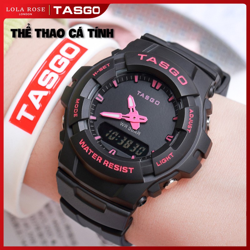 Đồng hồ nữ thể thao TASGO chạy kim và điện tử, thiết kế cá tính tự điều chỉnh giờ, chống nước tốt bảo hành 1 năm T112