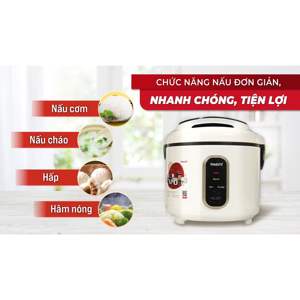 Nồi Cơm Điện Masuto Lòng Niêu Đa Năng , dung tích 12L , Tự Động nấu cơm , nấu cháo , giữ ấm , longtime , GS-30P