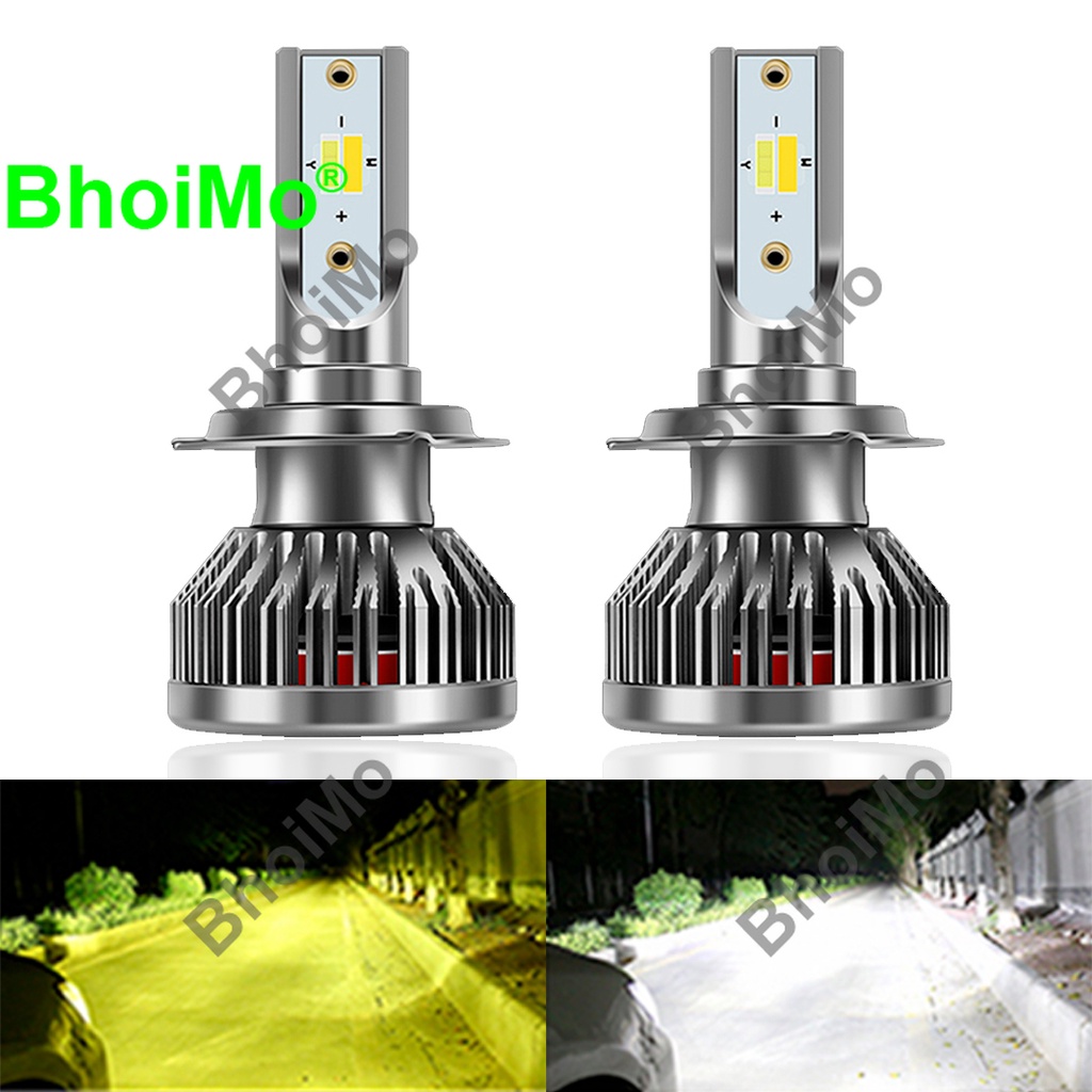 Đèn pha bóng LED 3 màu H1 H3 H4 H7 H8 H9 H11 9005 HB3 900B6 18000 H460