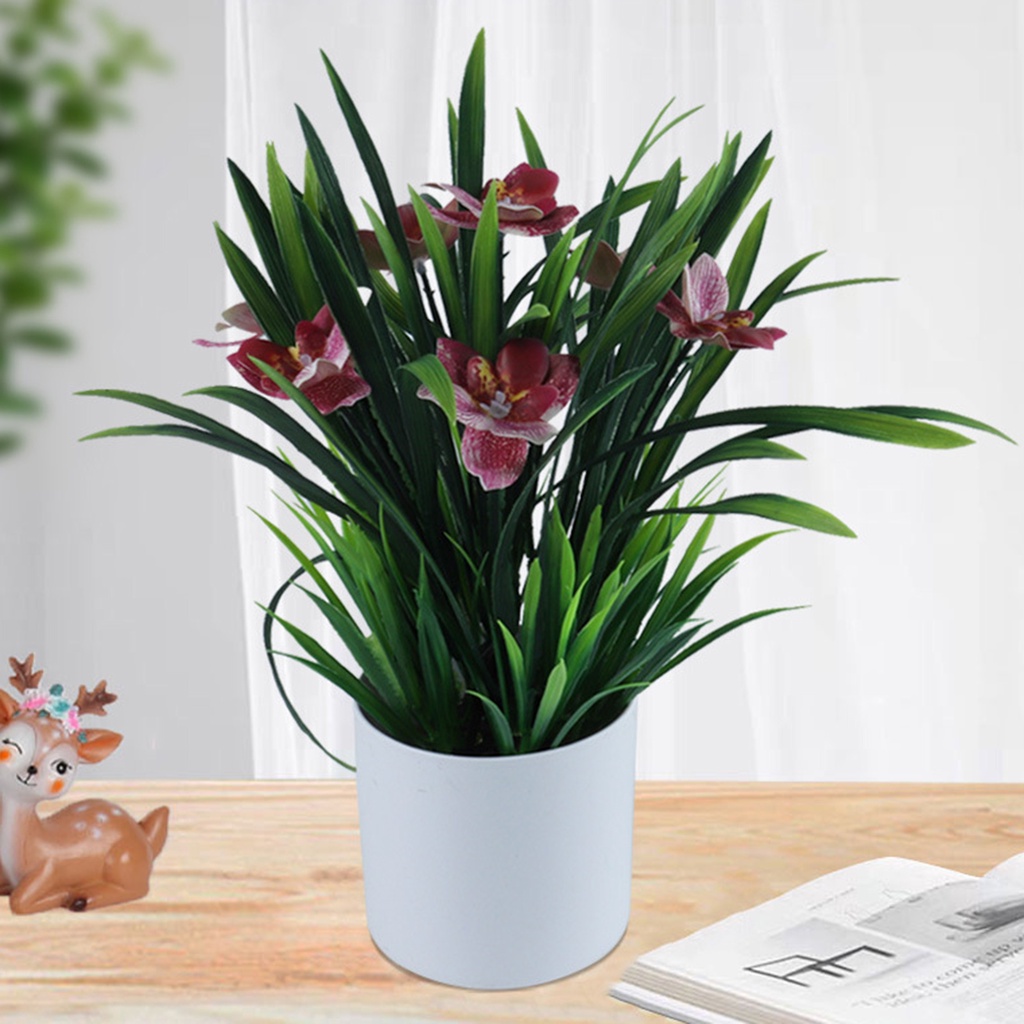 1 Bộ Chậu Hoa Lan Nhân Tạo Bằng Nhựa Chống Rơi Bắt Mắt DIY