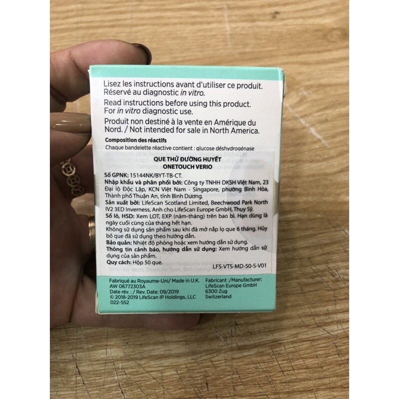 Que Thử Đường Huyết One Touch Verio
