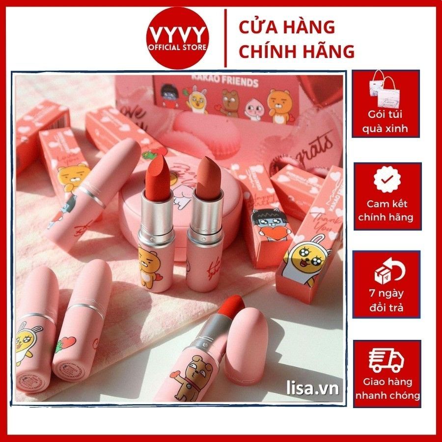 Son MAC Kakao Friends phiên bản giới hạn mới nhất 2021 vỏ hồng emotion cực xinh, son MAC chính hãng chuẩn auth