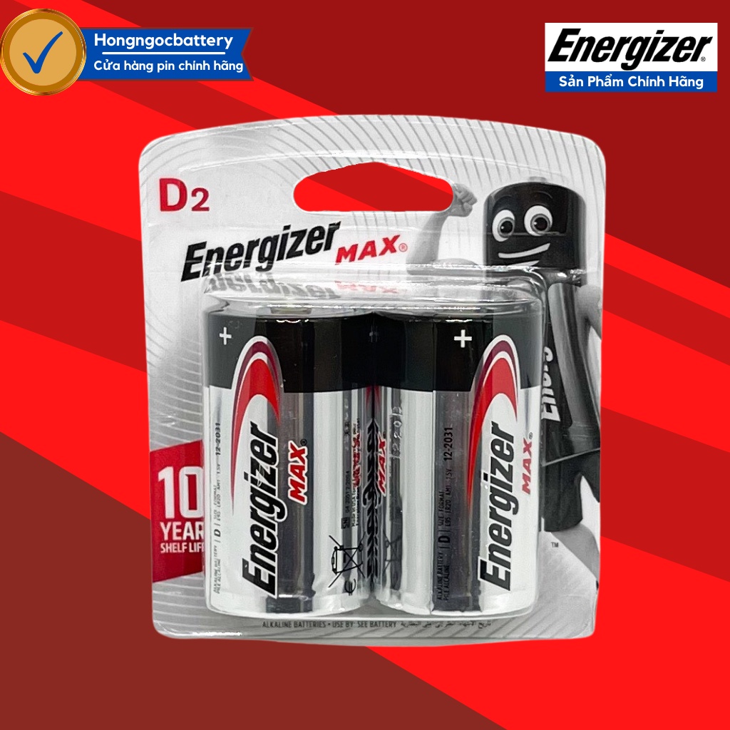 Vỉ 2 Viên Pin Đại ( LR20 , R20 ) Energizer 1,5V - Hàng chính hãng