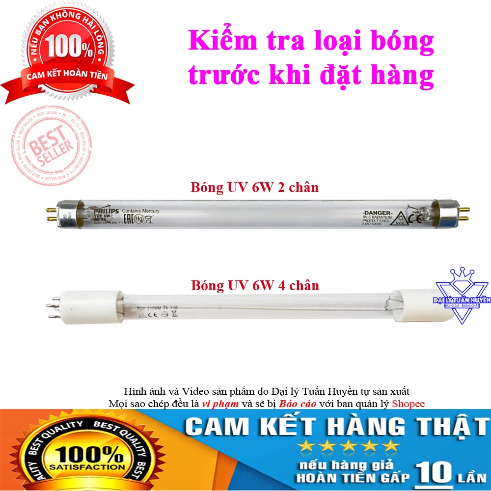 Bóng đèn UV 6W Philips dùng cho máy lọc nước RO Karofi (loại bóng 2 chân)