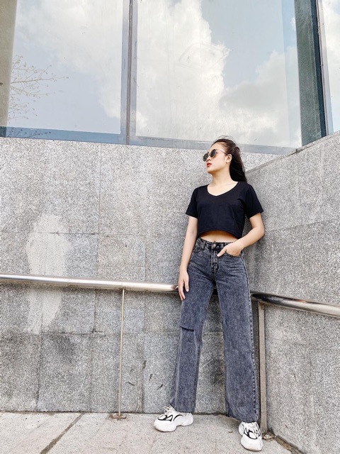 Áo crop cổ tim