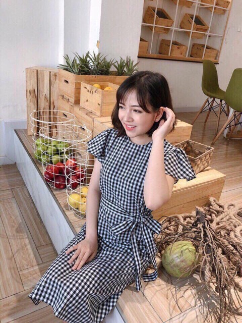 Đầm caro cánh tiên