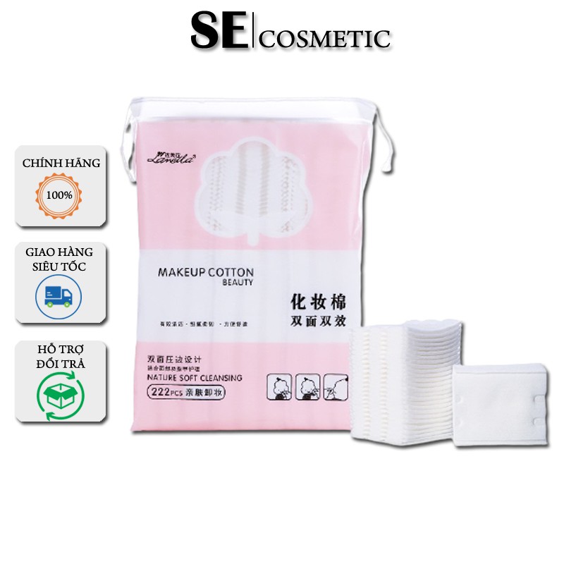 [Chính Hãng] Bông Tẩy Trang Gói 222 Miếng Make Up Cotton Beauty Nature Soft Cleansing Loại 3 Lớp Của Laneila -W169-C02T3