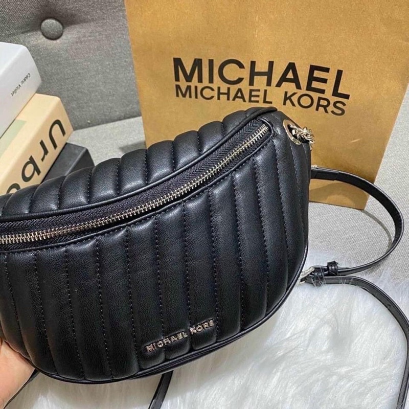 TNS-Túi bao tử da mềm chần kiểu thời trang peyton beltbag-màu đen classic