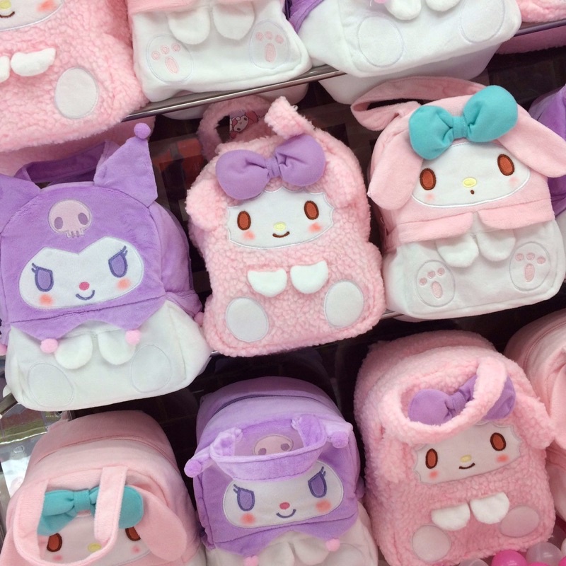 Túi Kuromi - My sweet piano - My melody fluffy pastel bag / túi lông My Melody, Kuromi, My sweet piano Nhật Bản