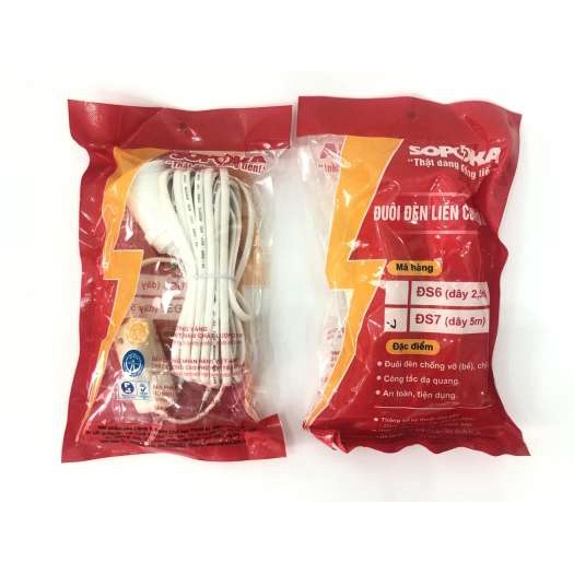 Đui đèn sopoka liền dây có công tắc và phích cắm - dây dài 2,5m, 5m
