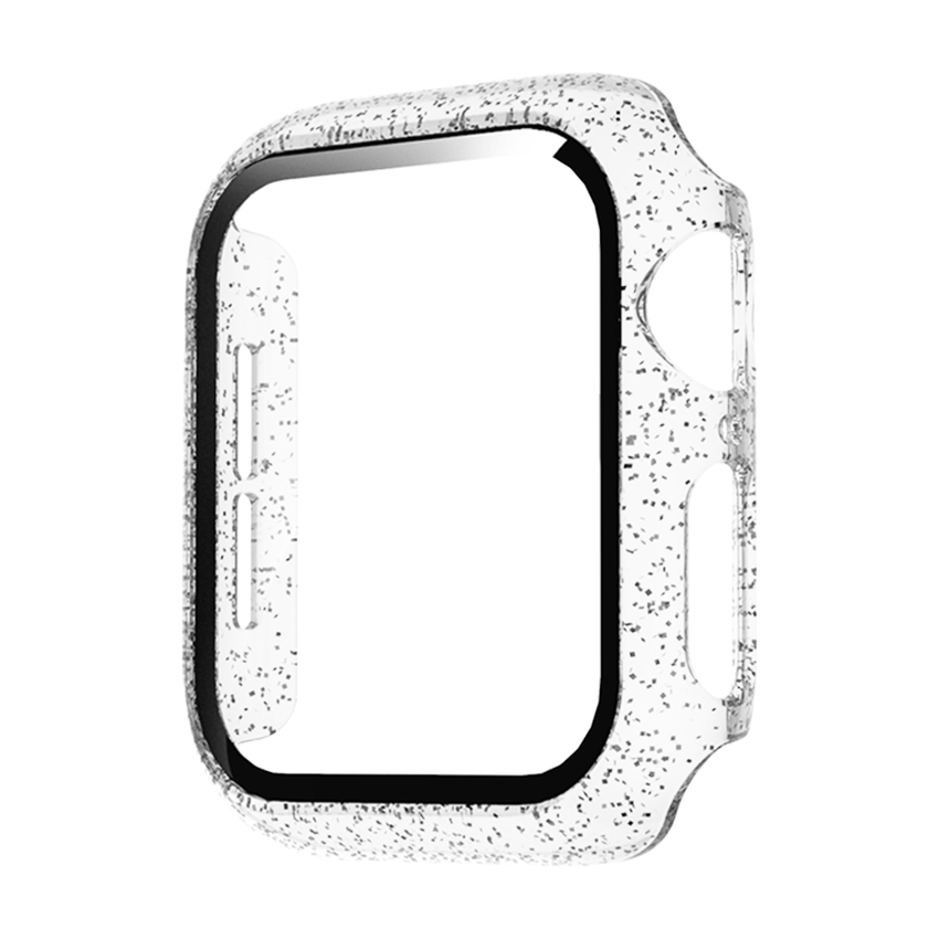 360 Bling Glass + Case for Apple Watch Series 6 SE 5 4 3 2 1 for iwatch 40MM 44MM 42MM 38MM PC Bumper with screen protector Cover Protector Film Case