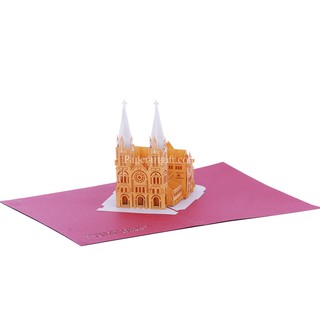 Thiệp nổi 3D Nhà Thờ Đức Bà Sài Gòn, thiệp kiến trúc Việt Nam, thiệp chúc mừng, thiệp pop up - Paper Art Gift - PNP115