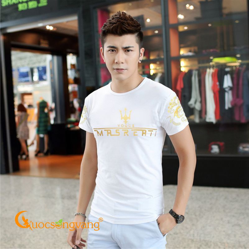 Áo nam áo thun nam cổ tròn in GLA040 cotton co giãn Cuocsongvang