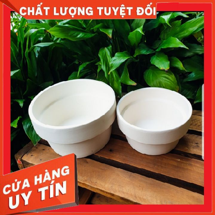 Chậu đất nung thấp màu trắng ❌ FREE SHIP ❌ Xuất xứ Bát Tràng, siêu phẩm trồng sen đá, xương rồng