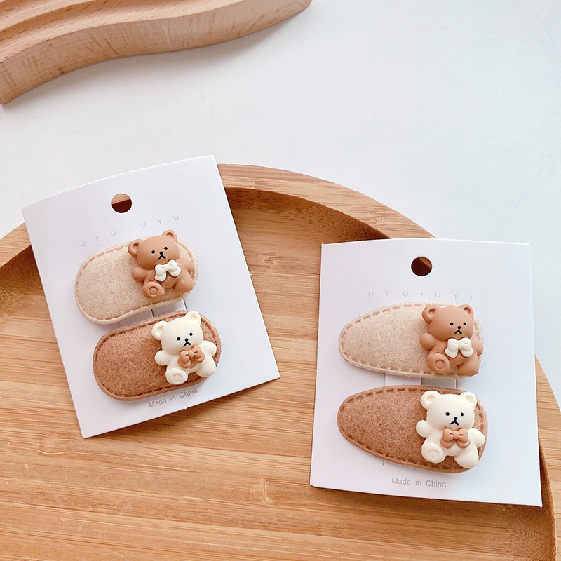 1 Cặp Kẹp Tóc Hình Gấu Dễ Thương Cho Bé
