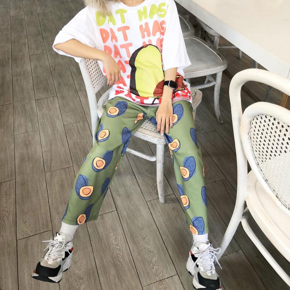 Set áo 3D bơ + quần cartoon dài hoạt hình bơ Avocado Tee unisex