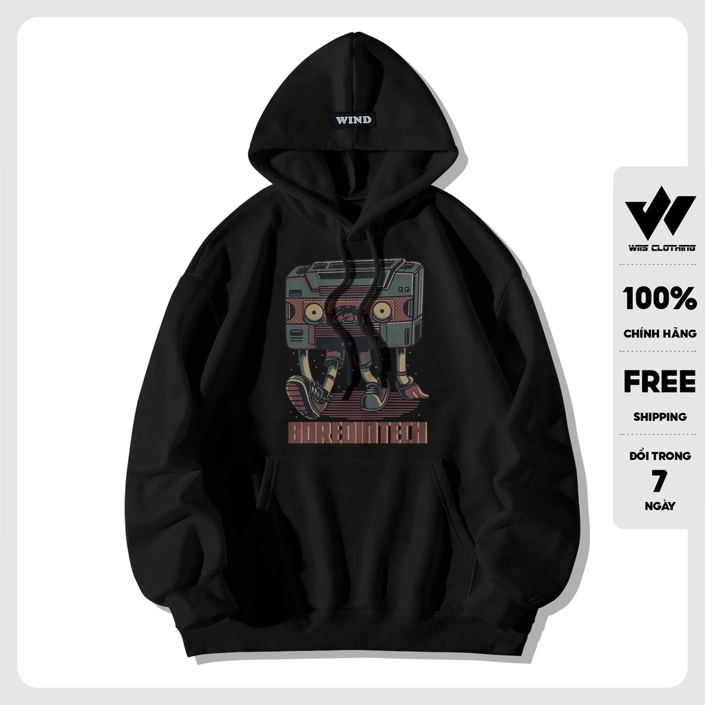 Áo hoodie unisex form rộng WIIS nỉ RADIO thời trang nam nữ thu đông oversize ulzzang