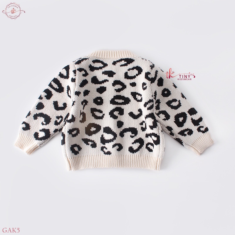 Áo khoác len cardigan họa tiết da báo cúc gỗ cho bé từ 5-13kg [GAK5]