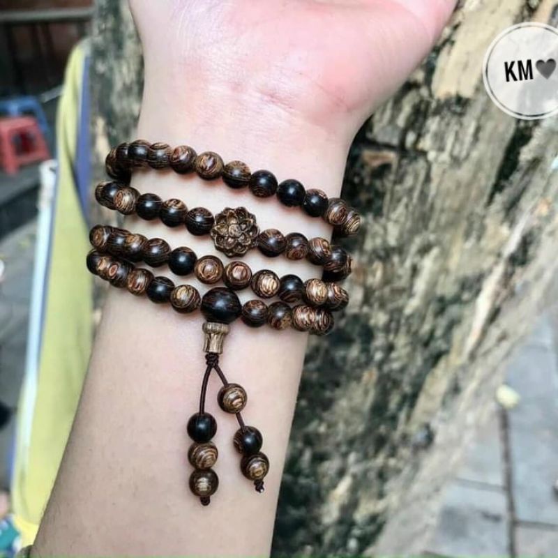 Vòng Tay Trầm Hương -Chuỗi Vòng 108 Hạt ,Trầm Hoa Sen .