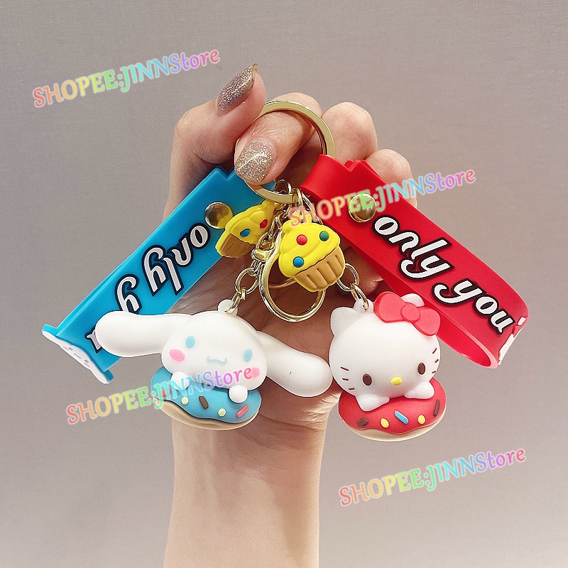 JINN Móc khóa Sanrio Melody Kuromi Kitty Cinnamoroll Phim hoạt hình Búp bê Móc khóa Quà tặng Túi Mặt dây chuyền Quà tặng