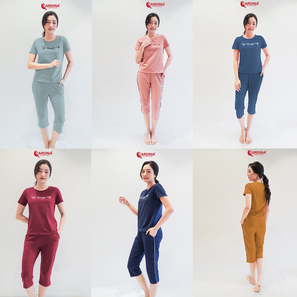 Đồ Bộ Nữ 𝐂𝐀𝐑𝐃𝐈𝐍𝐀 Chất Cotton Cao Cấp Áo Cộc Tay Quần Lửng Kiểu Dáng Trẻ Trung Năng Động 2CF07