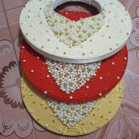 Khăn xếp 30 vòng đính hạt trai.