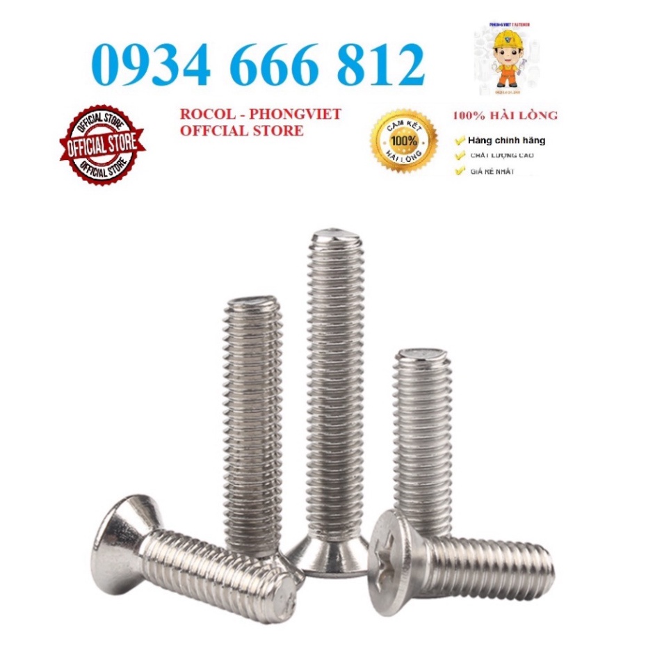 Vít pake Đầu Bằng INOX 304 M4, M4X8, M4X10, M4X12, M4X16,M4X20, M4X25, M4X30, M4X40