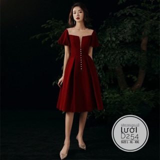 Bigsize Đầm nhung cổ lưới D254