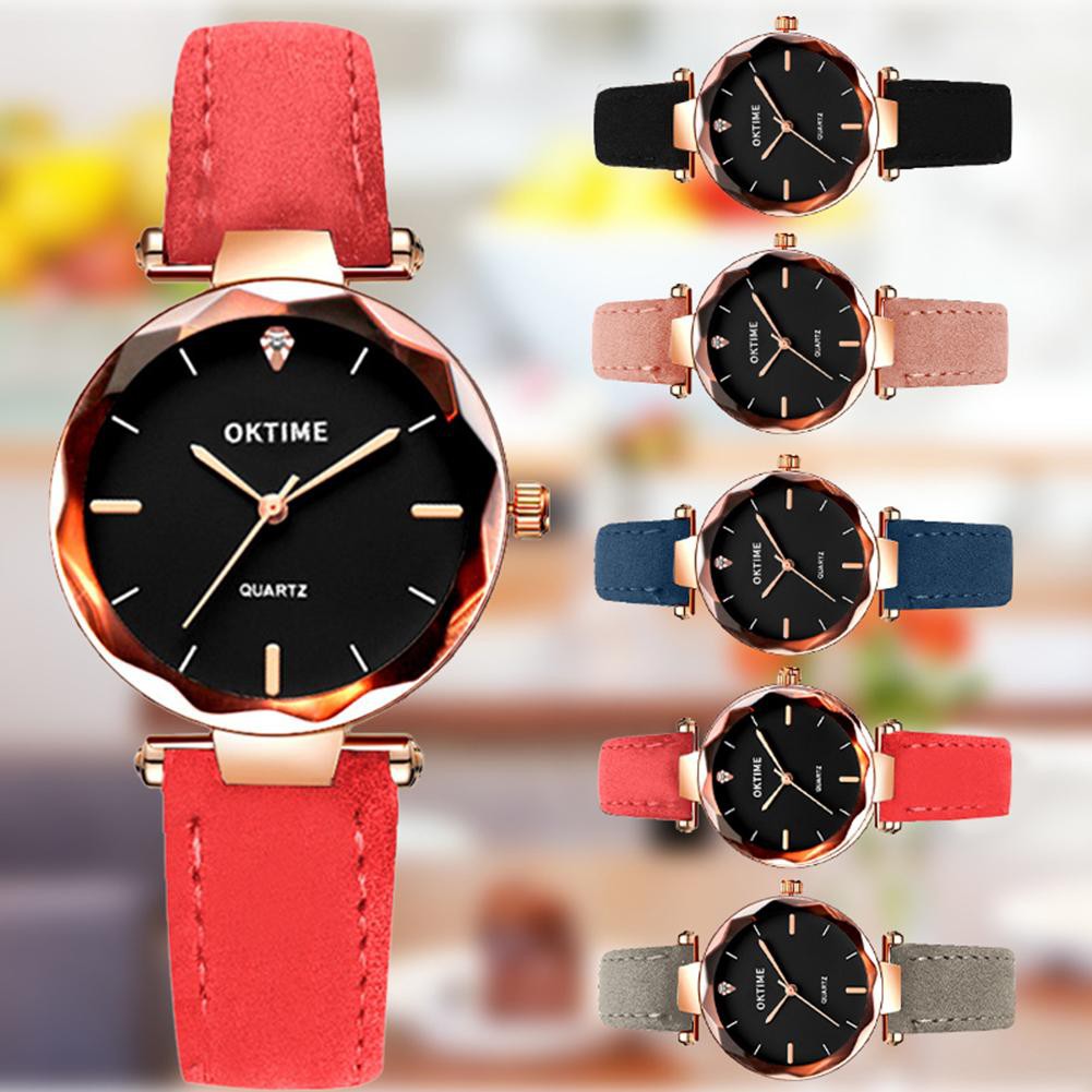 Đồng Hồ Analog Máy Quartz Mặt Tròn Đính Kim Cương Giả Chống Nước Cho Nữ