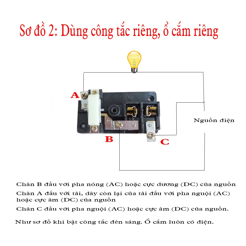 Ổ cắm liền công tắc Vinakip 6A/250V