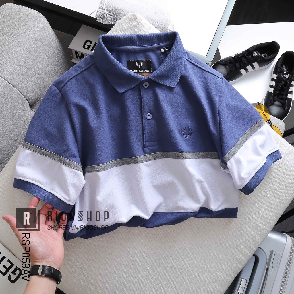 Áo polo nam có cố phối 2 màu form rộng cực đẹp Marc Jasson RSP059AV - áo thun nam ngắn tay Riooshop | BigBuy360 - bigbuy360.vn