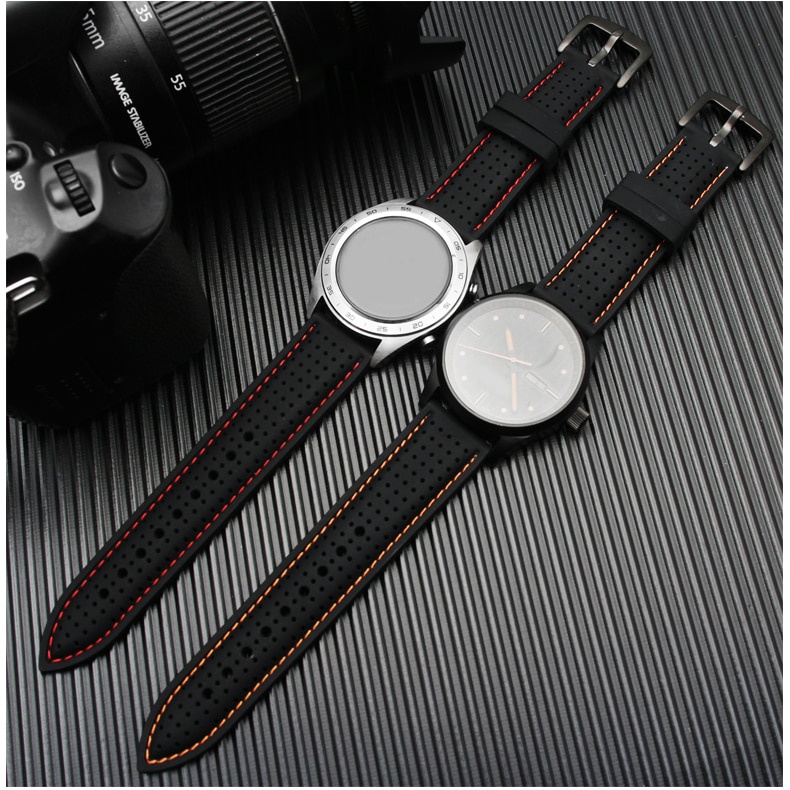 Dây đeo đồng hồ YIFILM bằng cao su silicon thoáng khí phối khóa màu bạc cho T-issot Omega 18 20 22 24mm