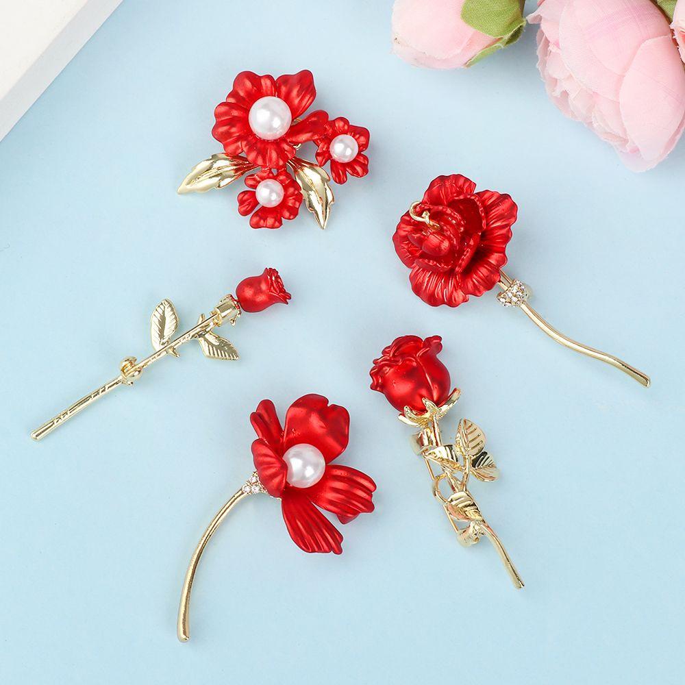Ghim Cài Áo Hình Hoa Hồng Đỏ 1 Cái Cho Nữ