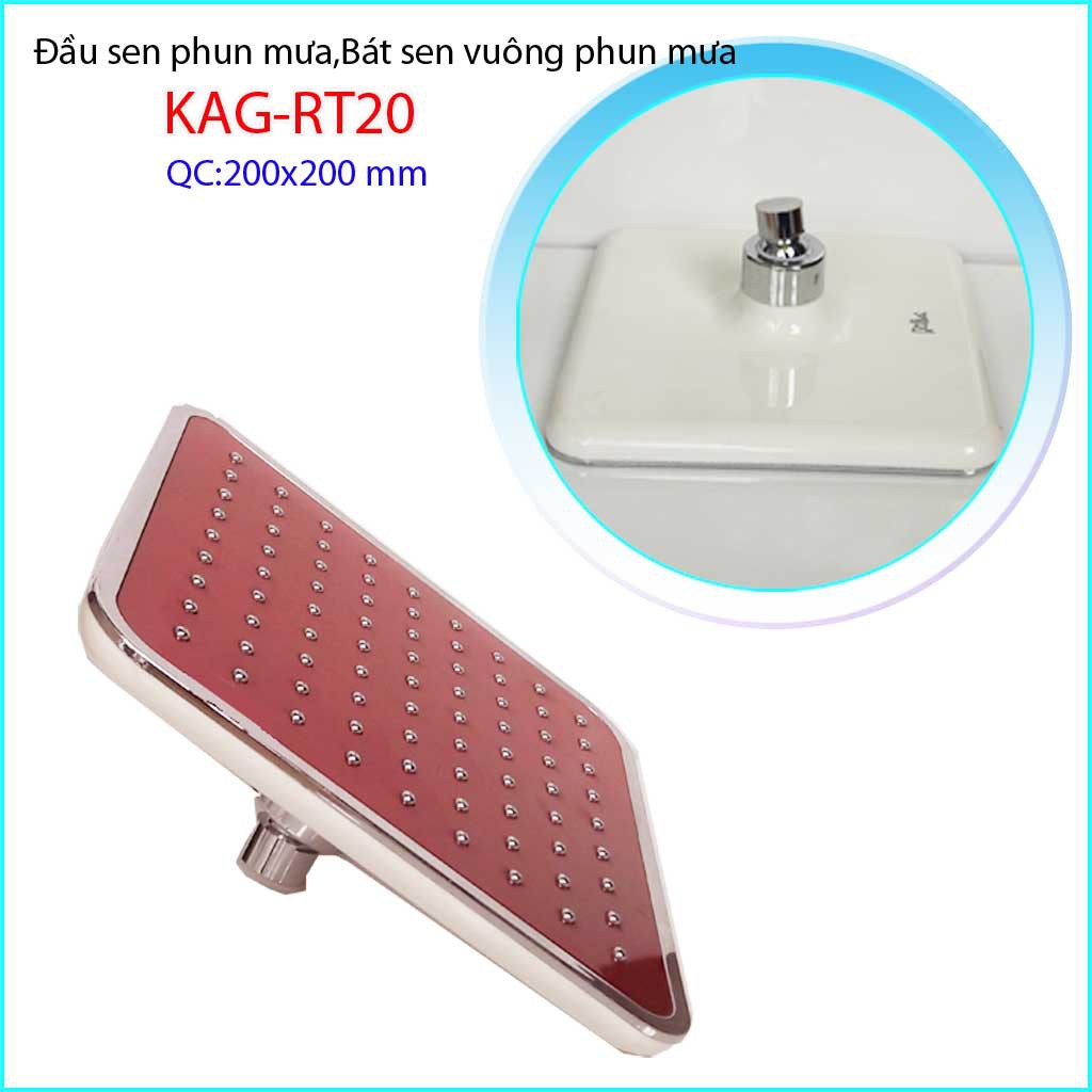 Bát sen tắm đứng vuông 20x20 cm KAG-RT20, đầu sen phun mưa tia nước đều thiết kế mới thời trang sang trọng tuyệt đẹp