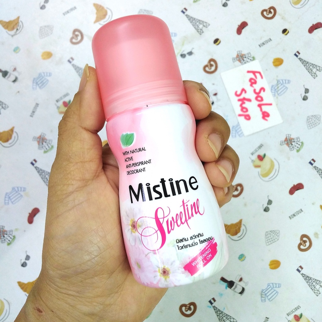 Lăn khử mùi nữ MISTINE 35g Thái Lan dưỡng trắng da mùi hương hoa roll on whitening deodorant tím hồng xanh vi khuẩn hôi