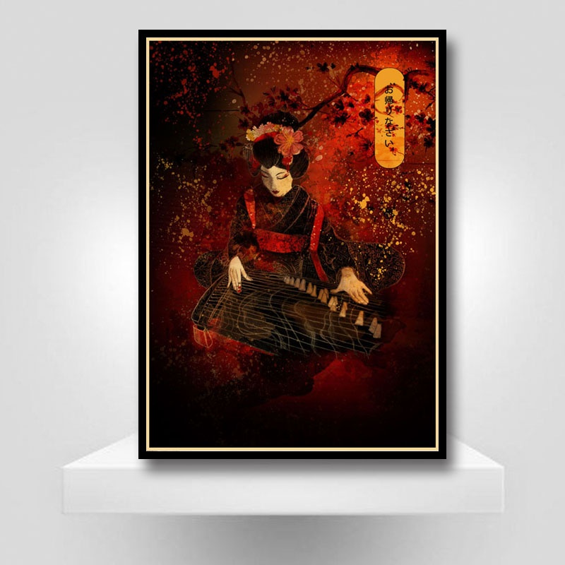 Tranh Treo Tường In Hình Chân Dung samurai Nhật Bản Trang Trí Nội Thất