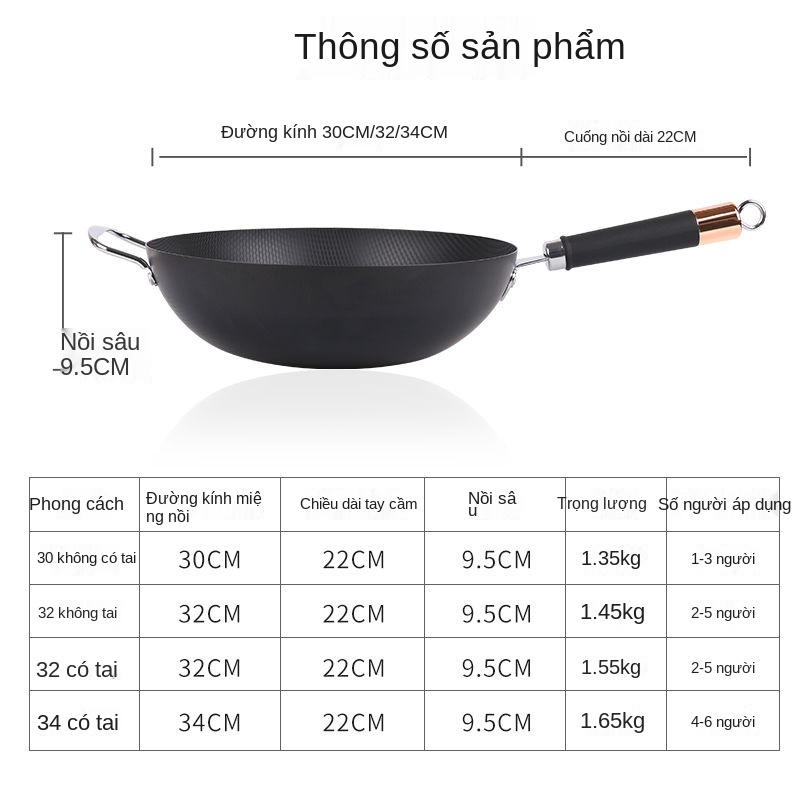 Zhangqiu Sắt Chảo Chảo Gia dụng Không tráng chống dính Chảo Chảo Chảo Sắt Bếp gas Mục đích chung