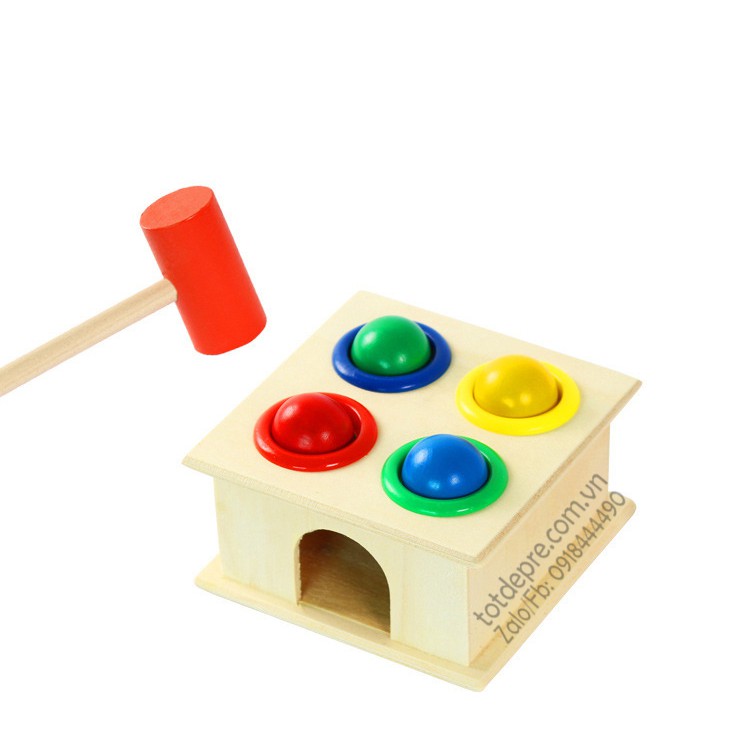 Đồ chơi đập bóng 4 quả màu sắc - Đồ chơi gỗ