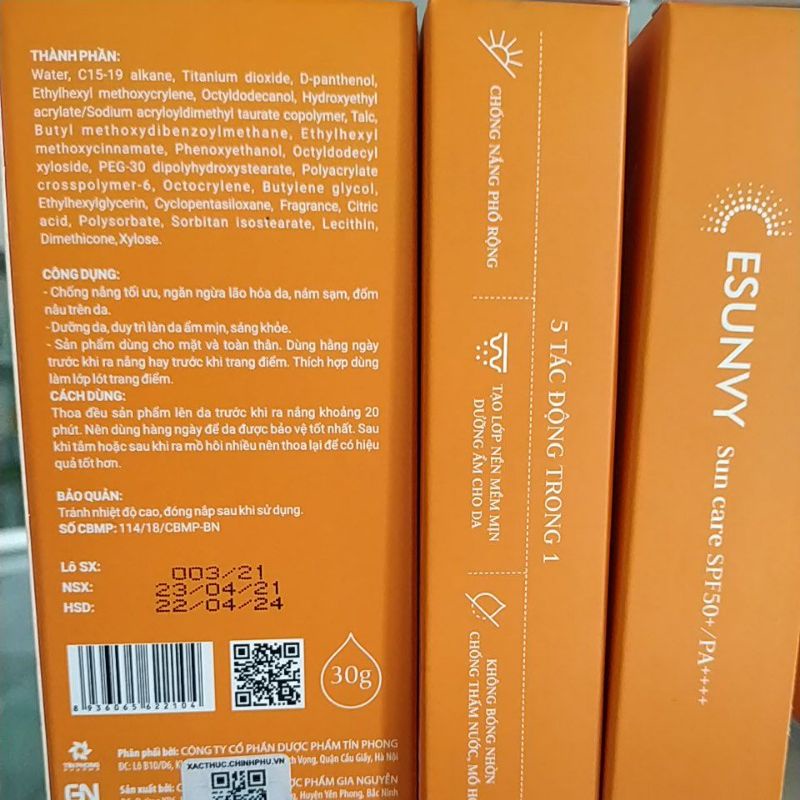 Combo2 túyp Kem chống nắng Esunvy Care SPF50+ bảo vệ dưỡng da không gây nhờn bóng