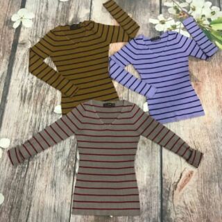 Áo len sọc tay dài