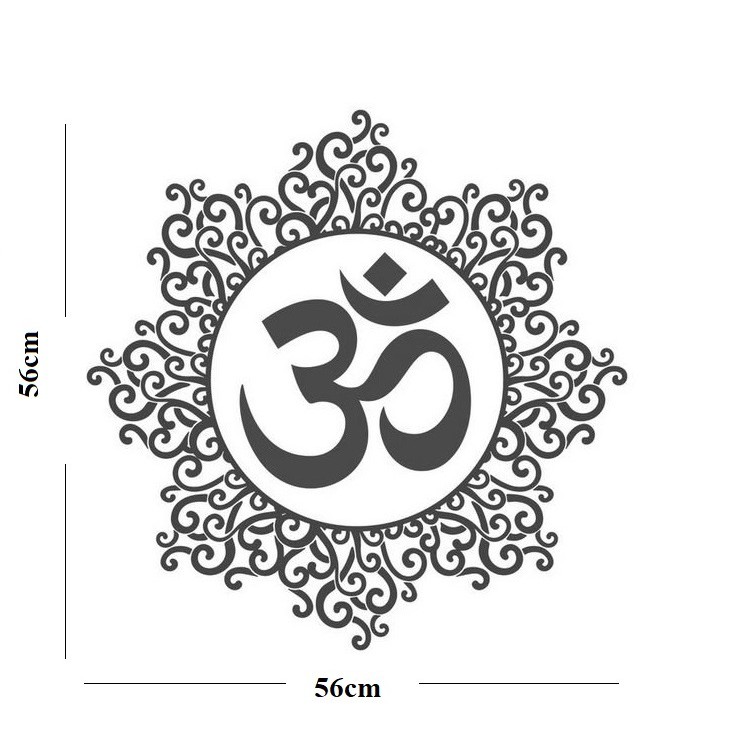 Decal dán tường hình bông hoa chữ OM thanh tịnh - Nhận làm size theo yêu cầu