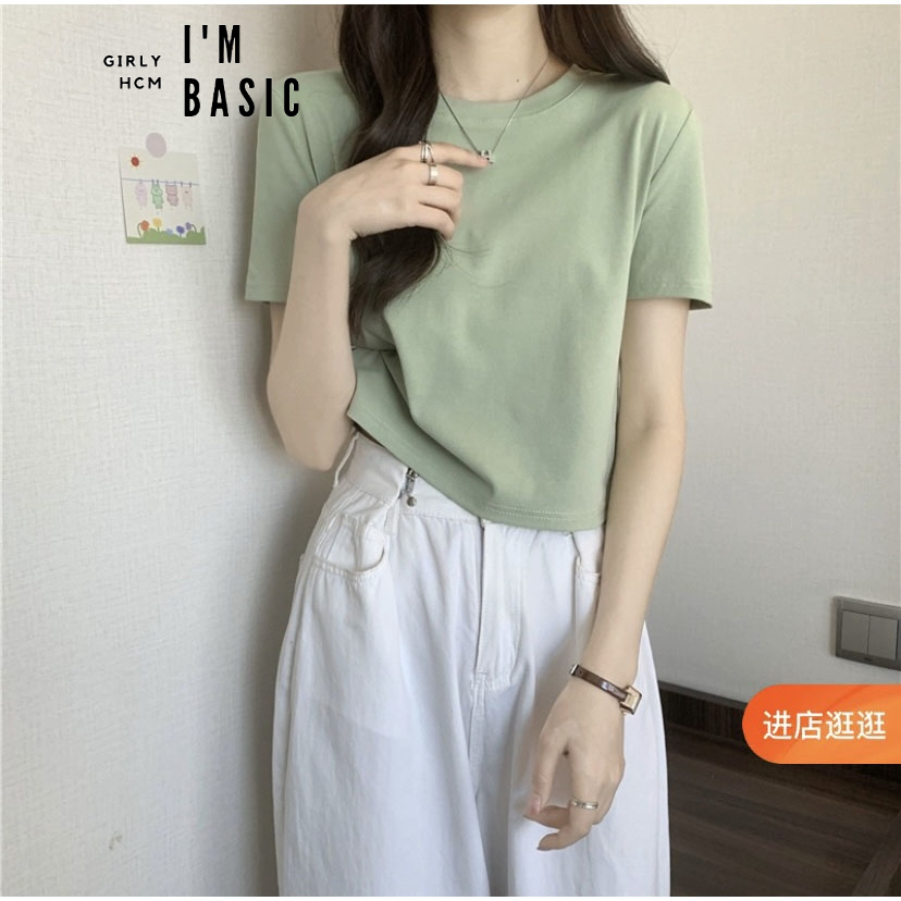 Áo Croptop Nữ Trơn MÀU XANH BƠ Co Giãn Mềm Mại phong cách Hàn Quốc ANT02 I'm Basic Girly