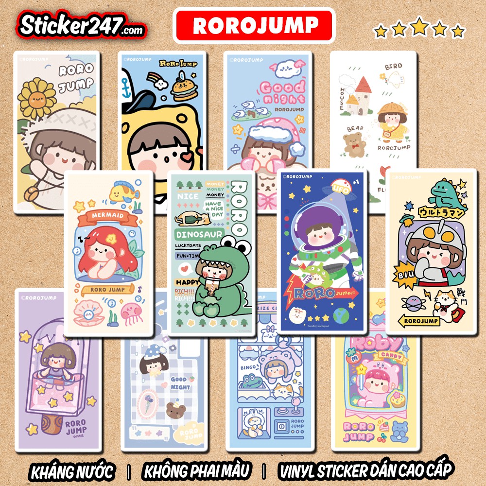 Sticker Roro Jump Cute 𝑭𝒓𝒆𝒆𝒔𝒉𝒊𝒑 chống nước, sticker dán laptop, điện thoại, đàn guitar, mũ bảo hiểm, vali