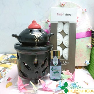 Đèn Xông Tinh Dầu Đốt Nến Kèm Vỉ Nến 10 Viên - Đèn Xông Tinh Dầu Hình Ấm Trà