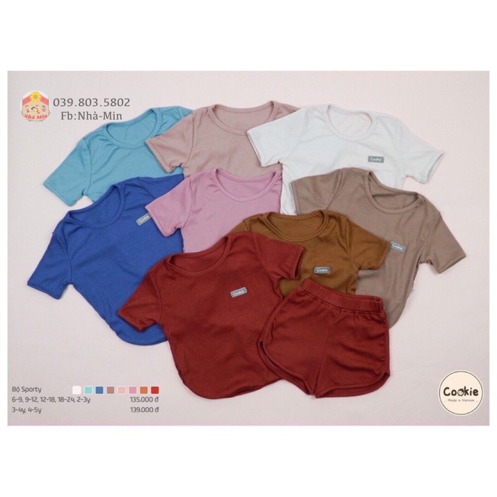 Bộ sporty cộc tay Cookie chất liệu: Air-cool Knitwear điều hòa nhiệt 4 mùa-HÀNG SALE